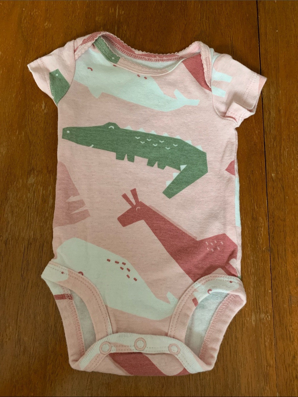 😊FREE😊 Carter's Pink Animal Print Bodysuit with Green and White Accents